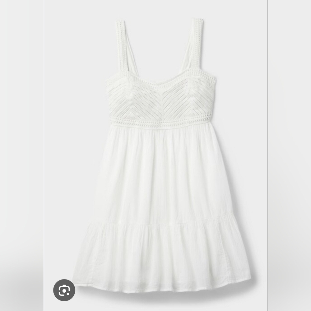 Gap Crinkle Texture Crochet Detail Mini Dress Size XL EUC